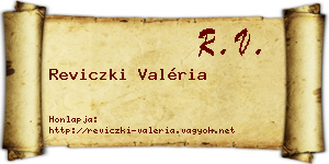 Reviczki Valéria névjegykártya
